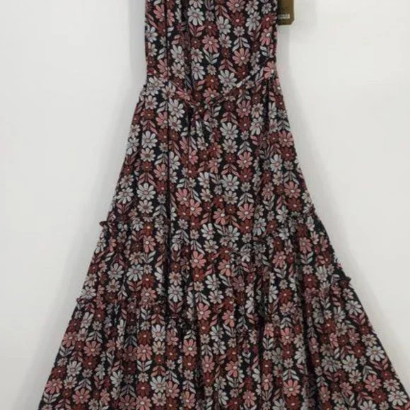 NWT [Ryegrass] Black Flowered Daisy One Shoulder Long Dress - Women's Size 12 - Picture 8 of 16